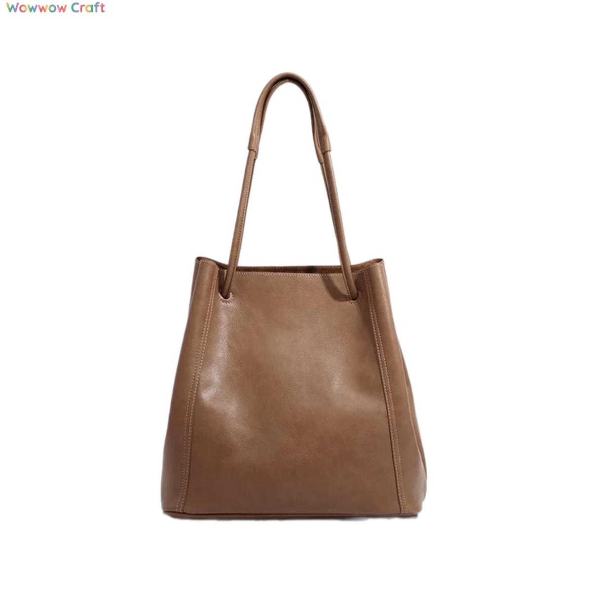 Shoulder Bags,Totes,Leather Bags,Vegetable-Tanned Leather Large Capacity Leather Shoulder Bag - Leather Crossbody Tote Bag